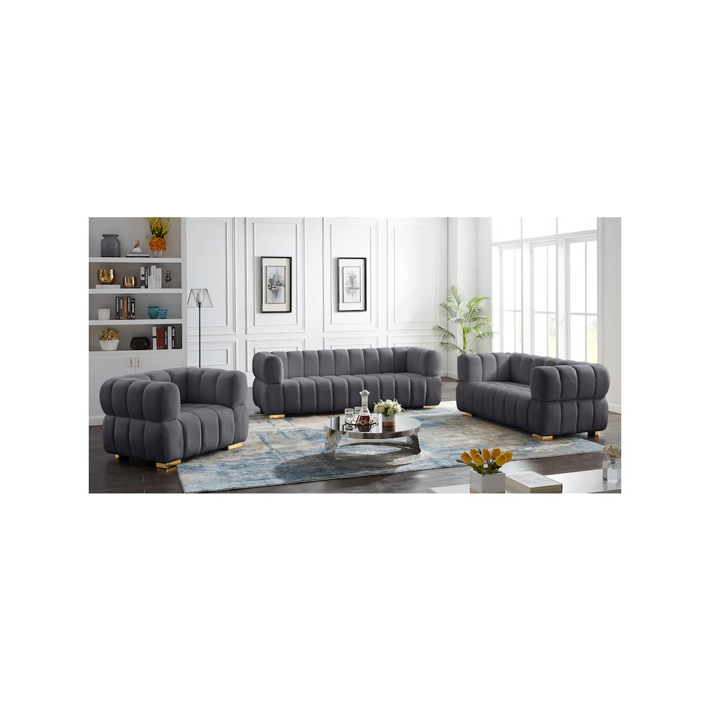 Gwen Grey Velvet Sofa