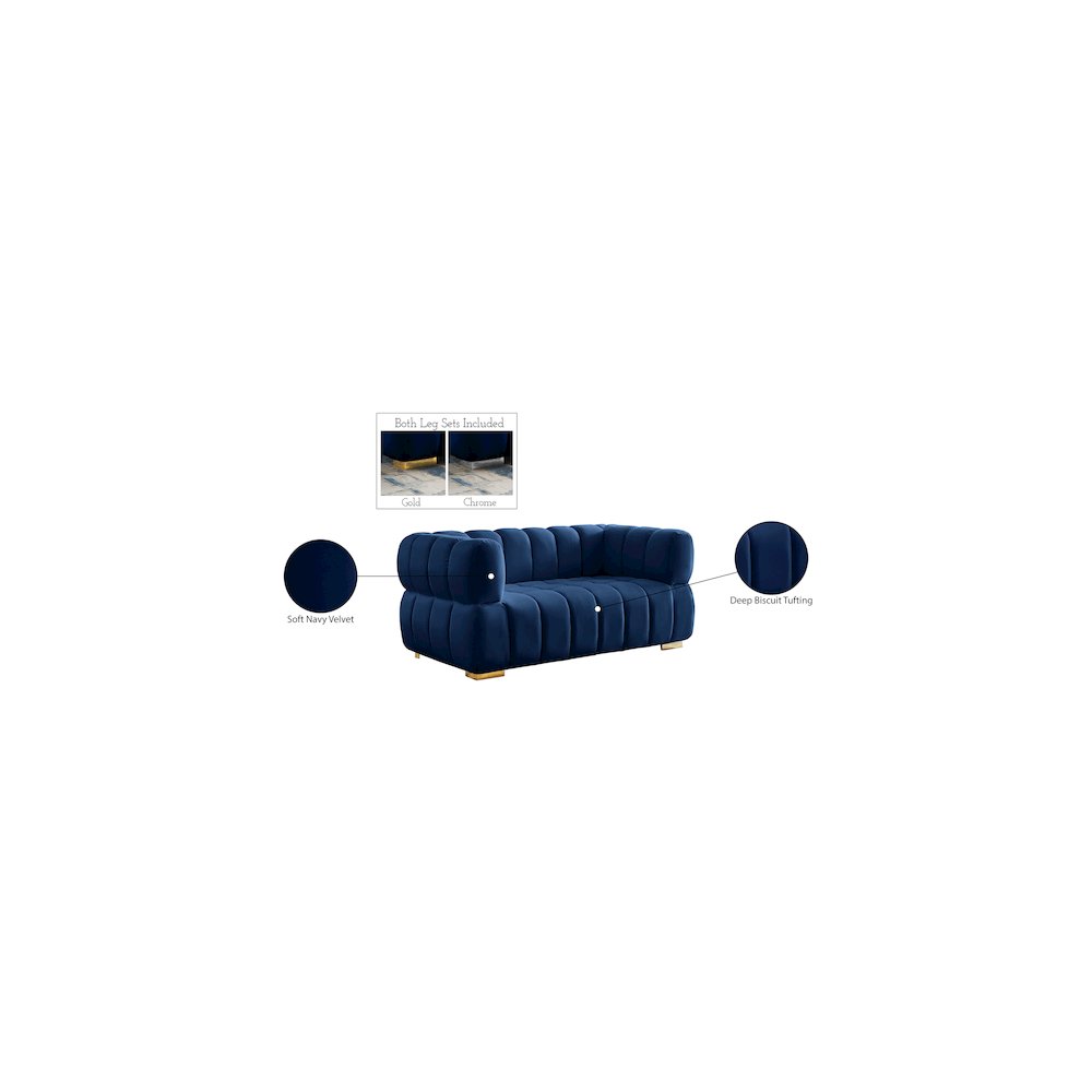 Gwen Navy Velvet Loveseat
