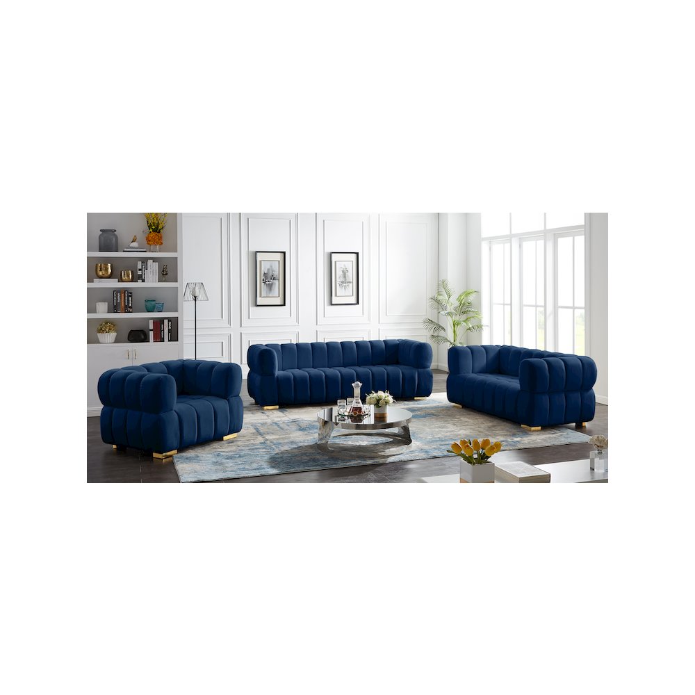 Gwen Navy Velvet Loveseat