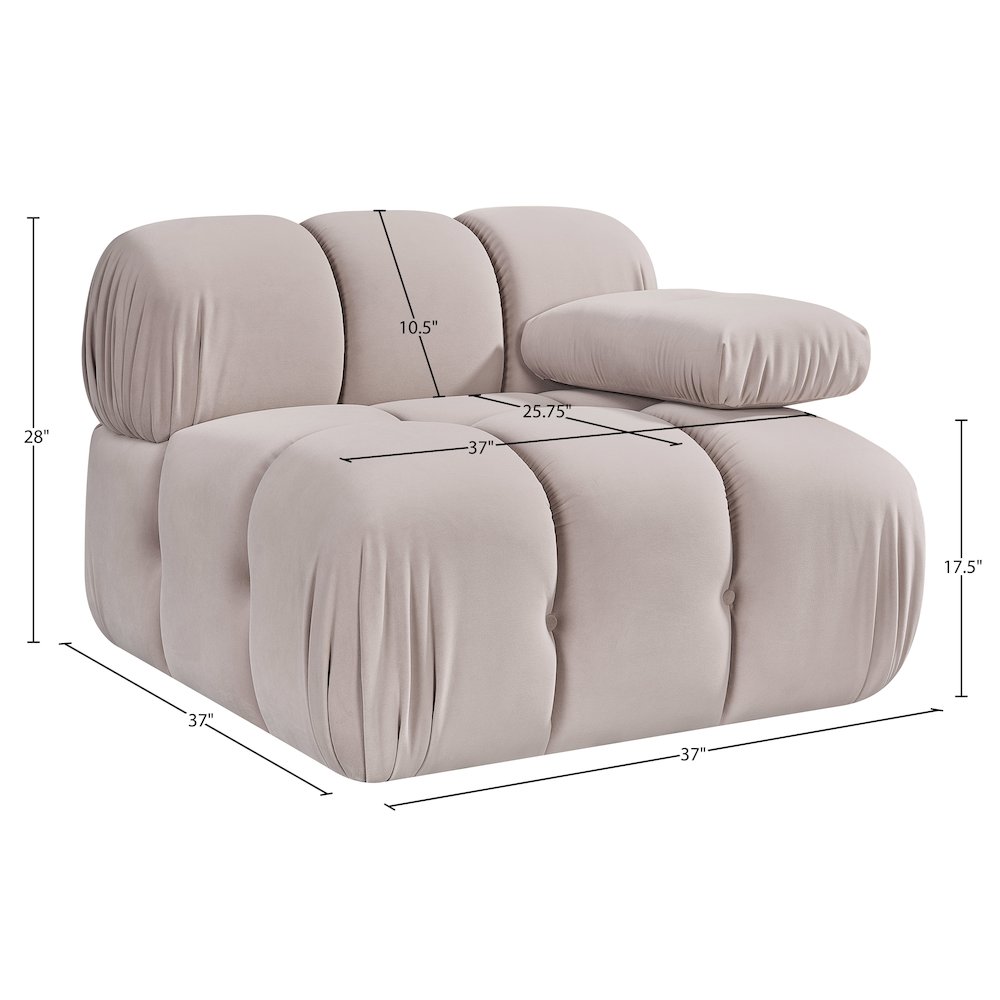 Orin Beige Velvet Performance Fabric Upholstered Modular Chair