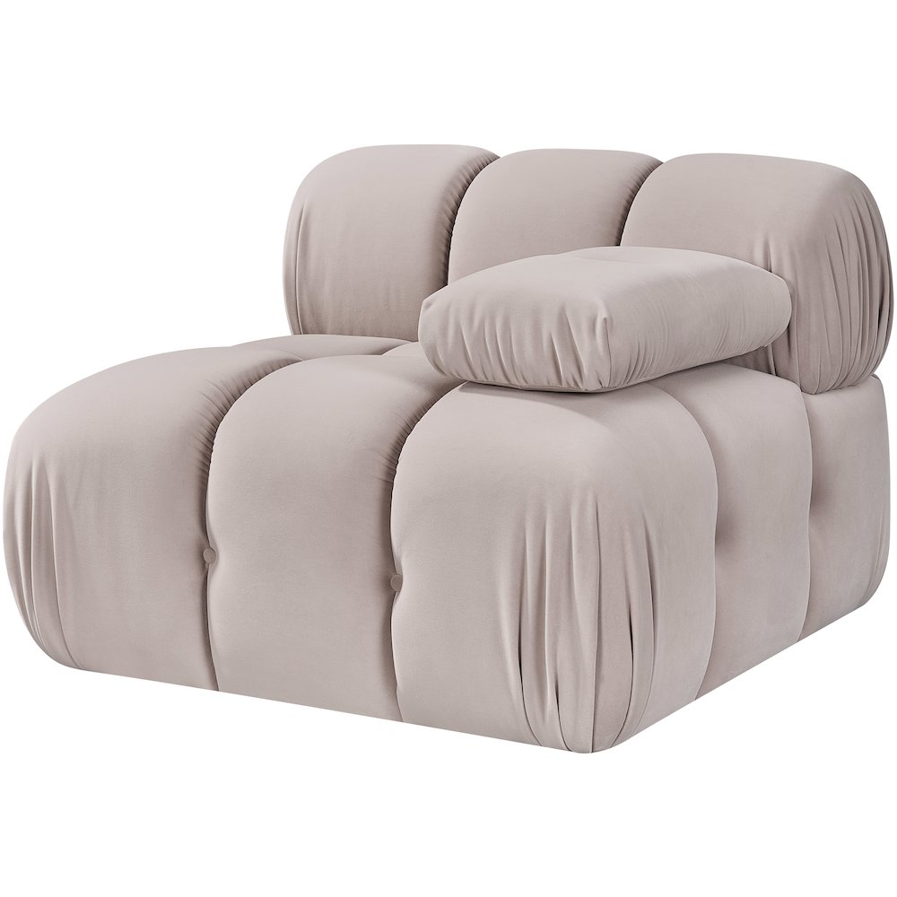 Orin Beige Velvet Performance Fabric Upholstered Modular Chair
