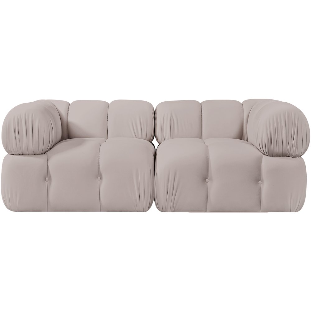Orin Beige Velvet Performance Fabric Upholstered 2 pc. Modular Sofa
