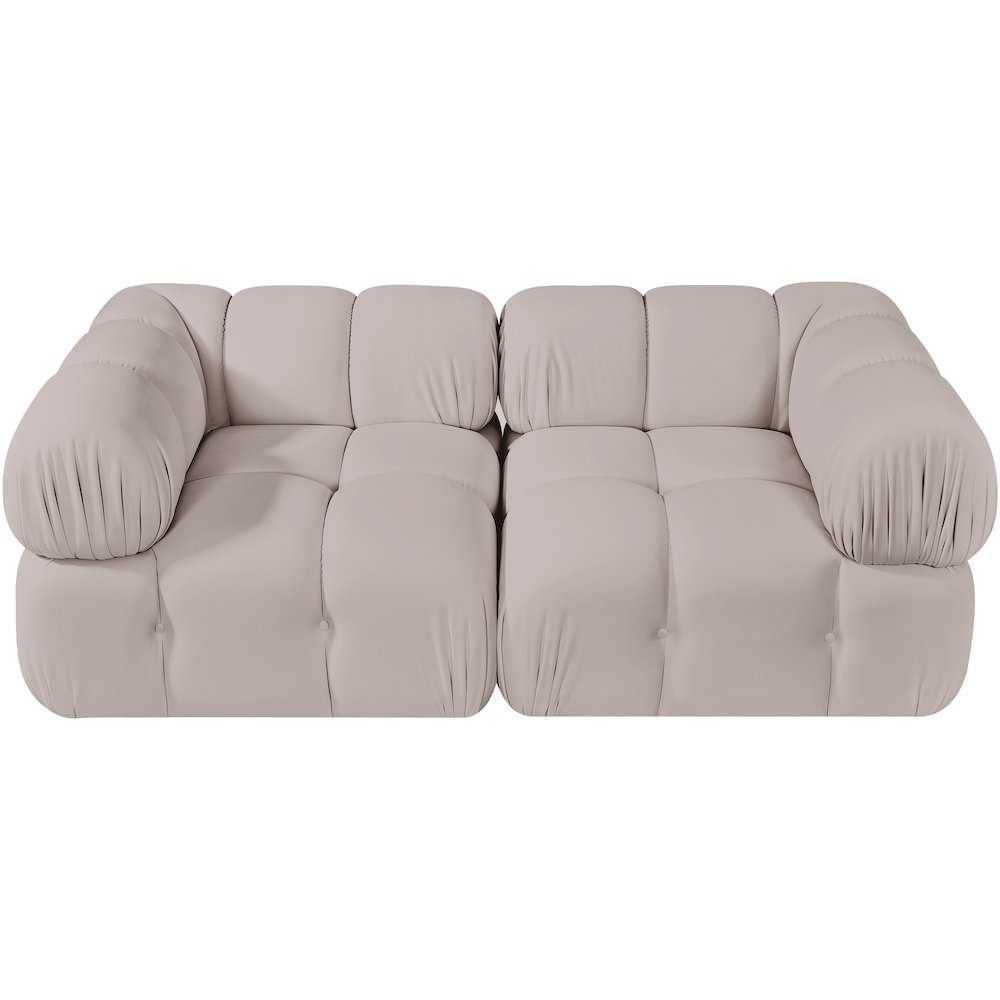 Orin Beige Velvet Performance Fabric Upholstered 2 pc. Modular Sofa