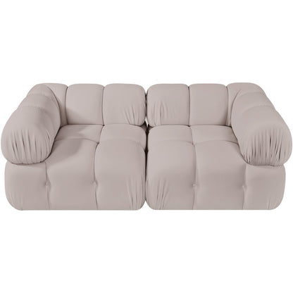 Orin Beige Velvet Performance Fabric Upholstered 2 pc. Modular Sofa