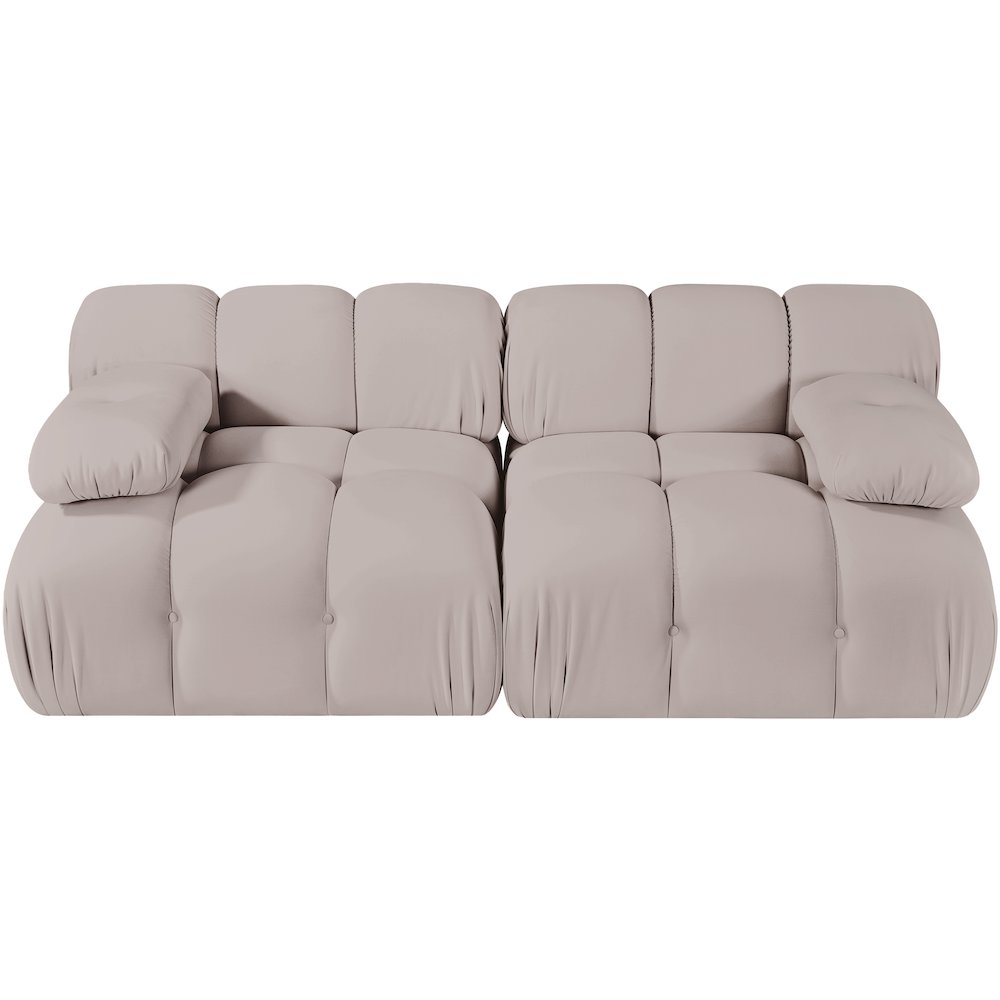 Orin Beige Velvet Performance Fabric Upholstered 2 pc. Modular Sofa