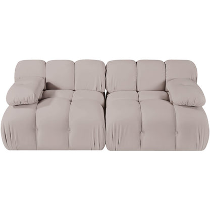 Orin Beige Velvet Performance Fabric Upholstered 2 pc. Modular Sofa