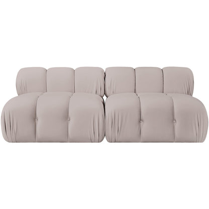 Orin Beige Velvet Performance Fabric Upholstered 2 pc. Modular Sofa
