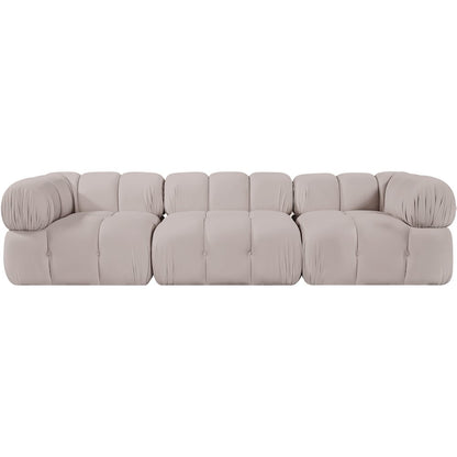 Orin Beige Velvet Performance Fabric Upholstered 3 pc. Modular Sofa