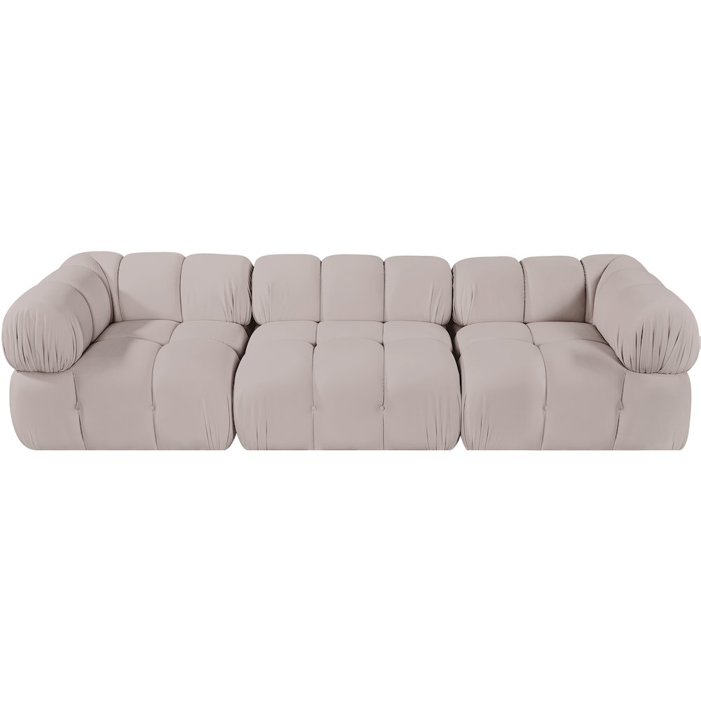 Orin Beige Velvet Performance Fabric Upholstered 3 pc. Modular Sofa