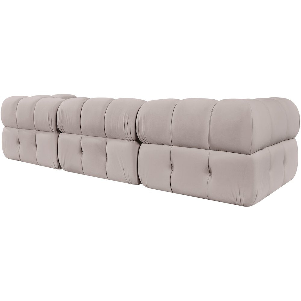 Orin Beige Velvet Performance Fabric Upholstered 3 pc. Modular Sofa