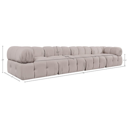 Orin Beige Velvet Performance Fabric Upholstered 4 pc. Modular Sofa