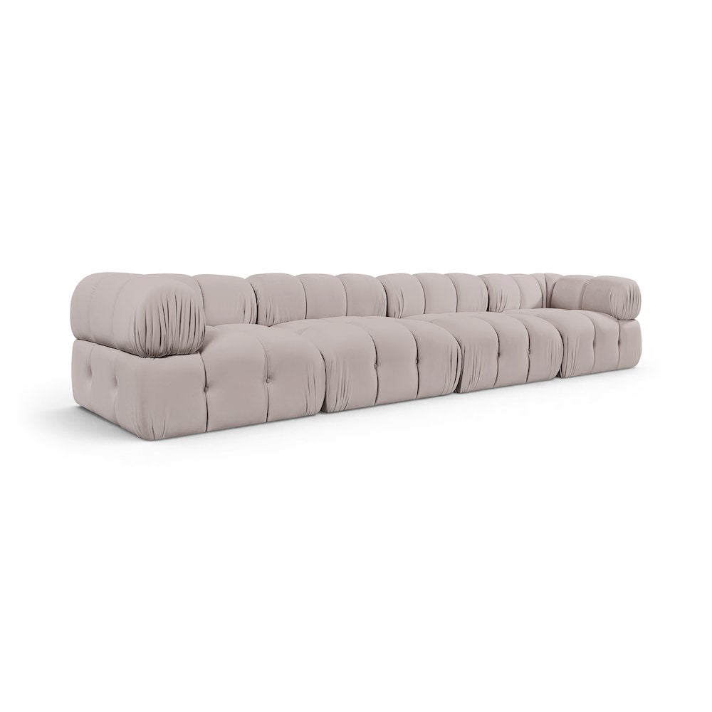 Orin Beige Velvet Performance Fabric Upholstered 4 pc. Modular Sofa
