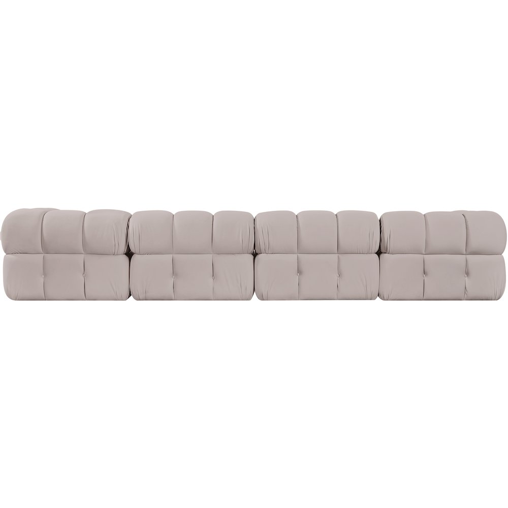 Orin Beige Velvet Performance Fabric Upholstered 4 pc. Modular Sofa