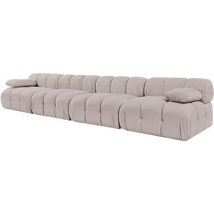 Orin Beige Velvet Performance Fabric Upholstered 4 pc. Modular Sofa