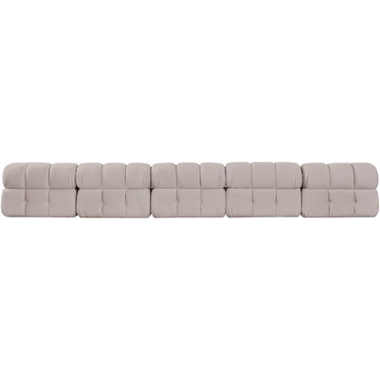 Orin Beige Velvet Performance Fabric Upholstered 5 pc. Modular Sofa