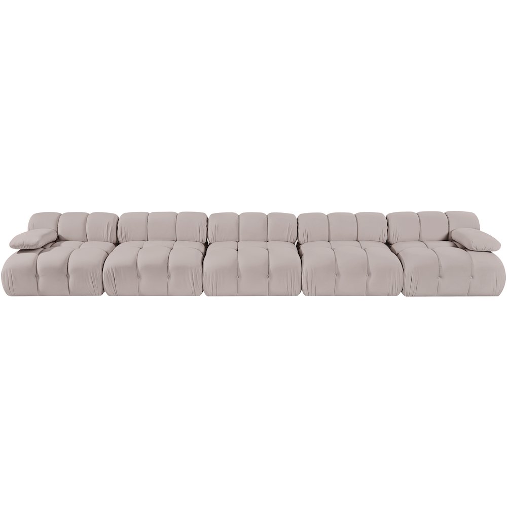 Orin Beige Velvet Performance Fabric Upholstered 5 pc. Modular Sofa