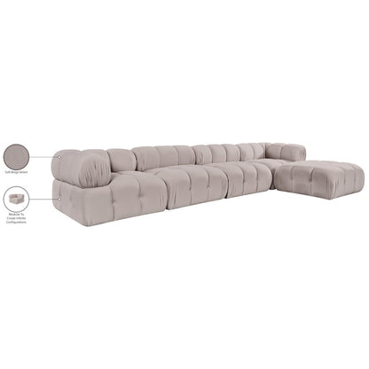 Orin Beige Velvet Performance Fabric Upholstered 5 pc. Sectional