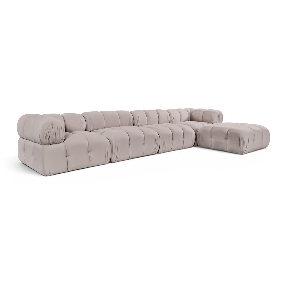 Orin Beige Velvet Performance Fabric Upholstered 5 pc. Sectional