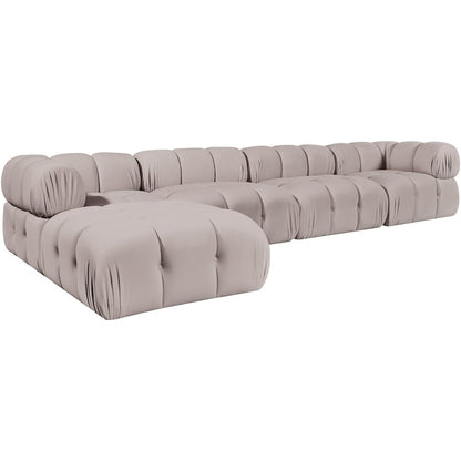 Orin Beige Velvet Performance Fabric Upholstered 5 pc. Sectional