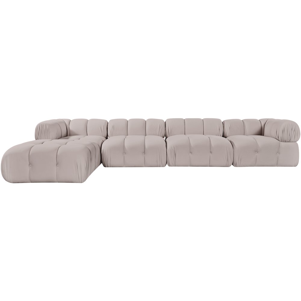 Orin Beige Velvet Performance Fabric Upholstered 5 pc. Sectional