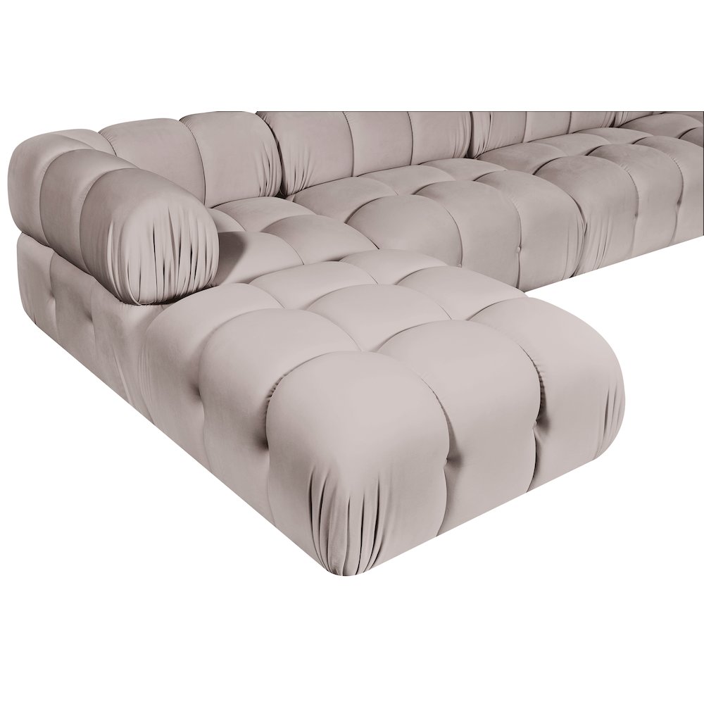 Orin Beige Velvet Performance Fabric Upholstered 5 pc. Sectional