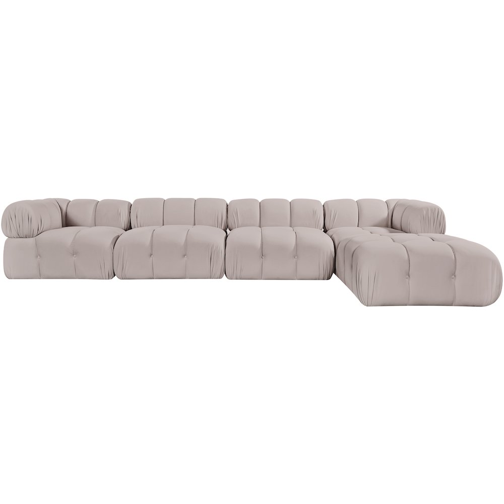 Orin Beige Velvet Performance Fabric Upholstered 5 pc. Sectional