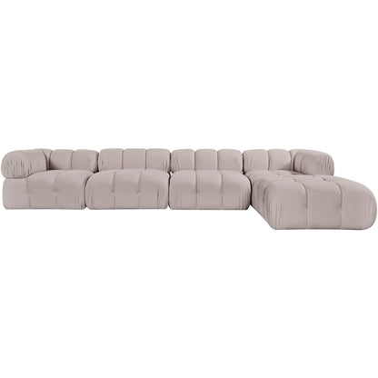 Orin Beige Velvet Performance Fabric Upholstered 5 pc. Sectional
