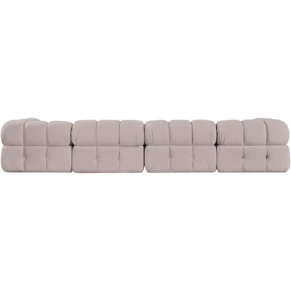 Orin Beige Velvet Performance Fabric Upholstered 5 pc. Sectional