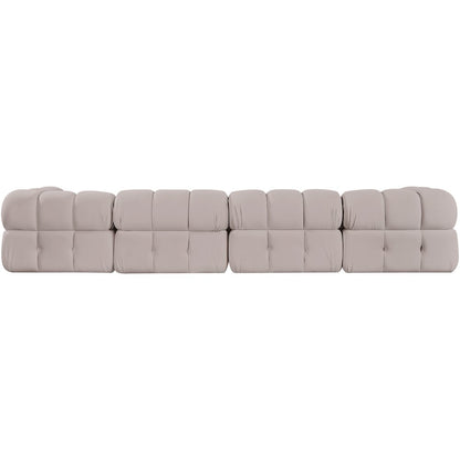 Orin Beige Velvet Performance Fabric Upholstered 5 pc. Sectional