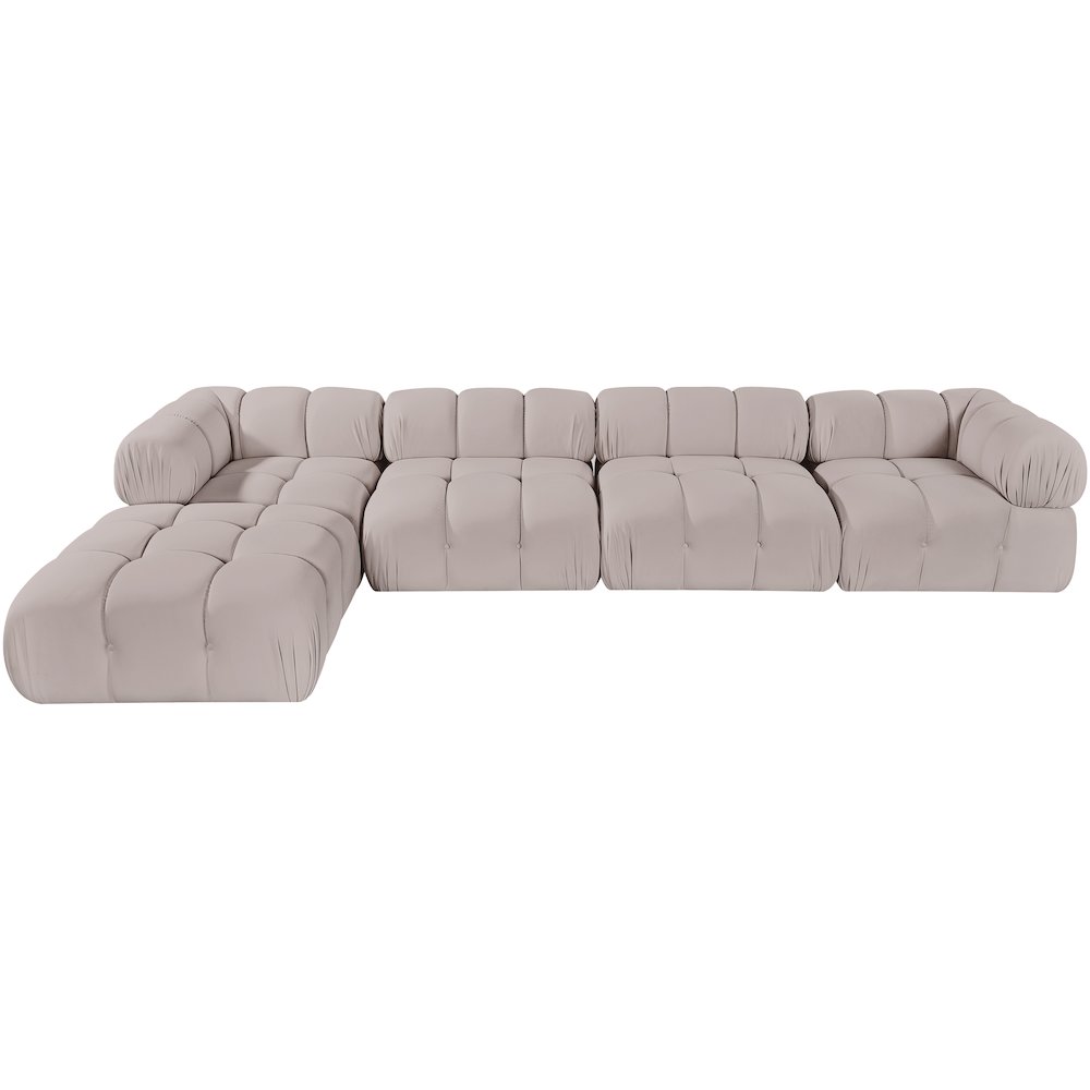Orin Beige Velvet Performance Fabric Upholstered 5 pc. Sectional