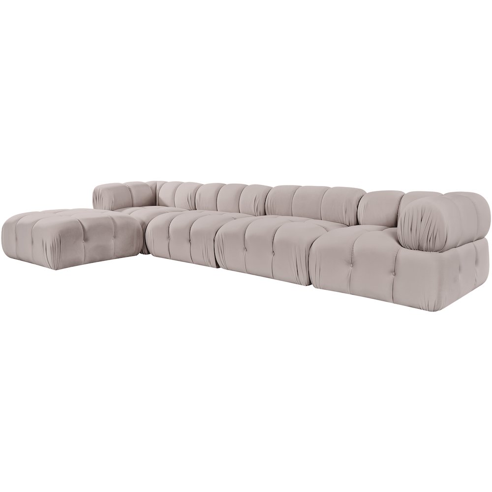 Orin Beige Velvet Performance Fabric Upholstered 5 pc. Sectional