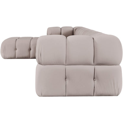Orin Beige Velvet Performance Fabric Upholstered 5 pc. Sectional