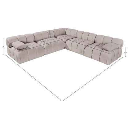Orin Beige Velvet Performance Fabric Upholstered 5 pc. Sectional