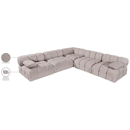 Orin Beige Velvet Performance Fabric Upholstered 5 pc. Sectional