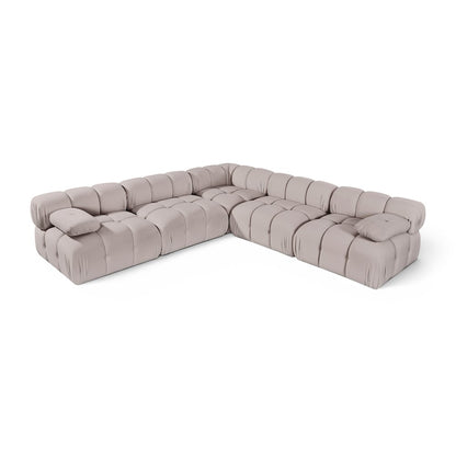 Orin Beige Velvet Performance Fabric Upholstered 5 pc. Sectional