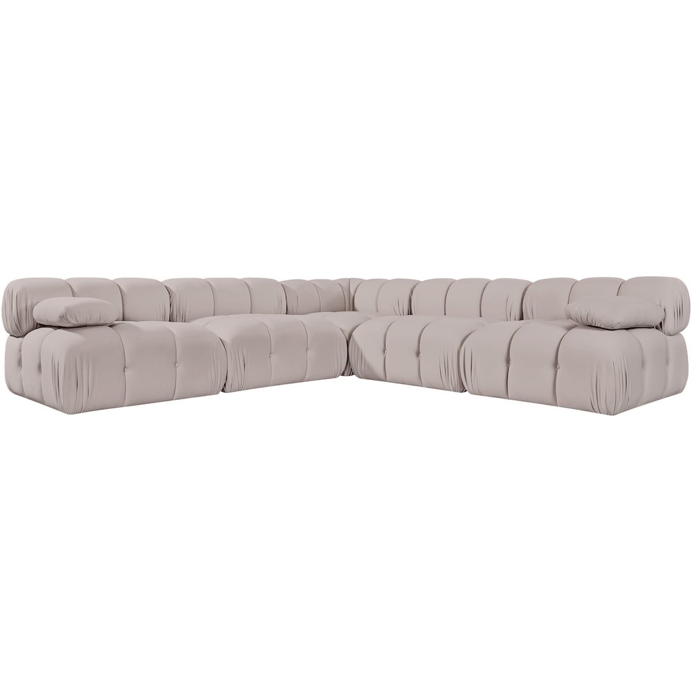 Orin Beige Velvet Performance Fabric Upholstered 5 pc. Sectional