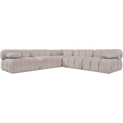 Orin Beige Velvet Performance Fabric Upholstered 5 pc. Sectional