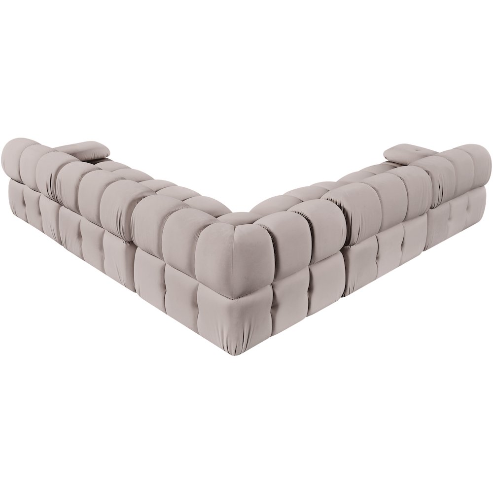 Orin Beige Velvet Performance Fabric Upholstered 5 pc. Sectional