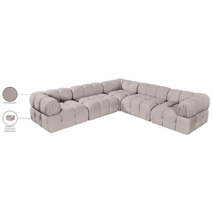 Orin Beige Velvet Performance Fabric Upholstered 5 pc. Sectional