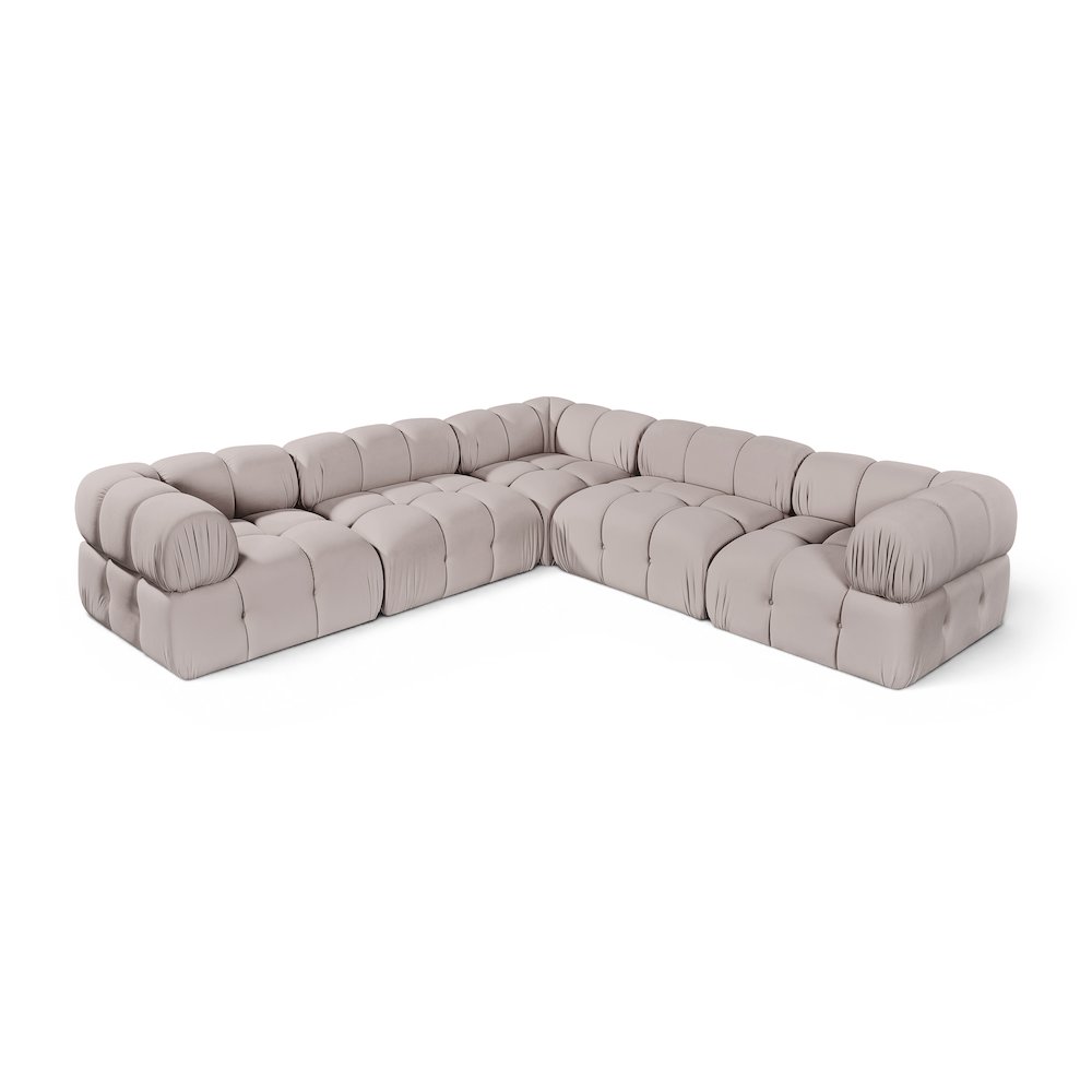 Orin Beige Velvet Performance Fabric Upholstered 5 pc. Sectional