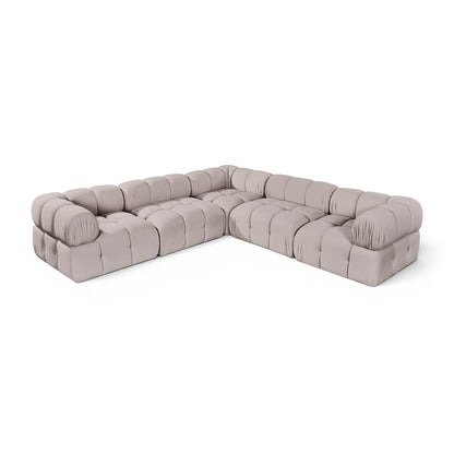 Orin Beige Velvet Performance Fabric Upholstered 5 pc. Sectional