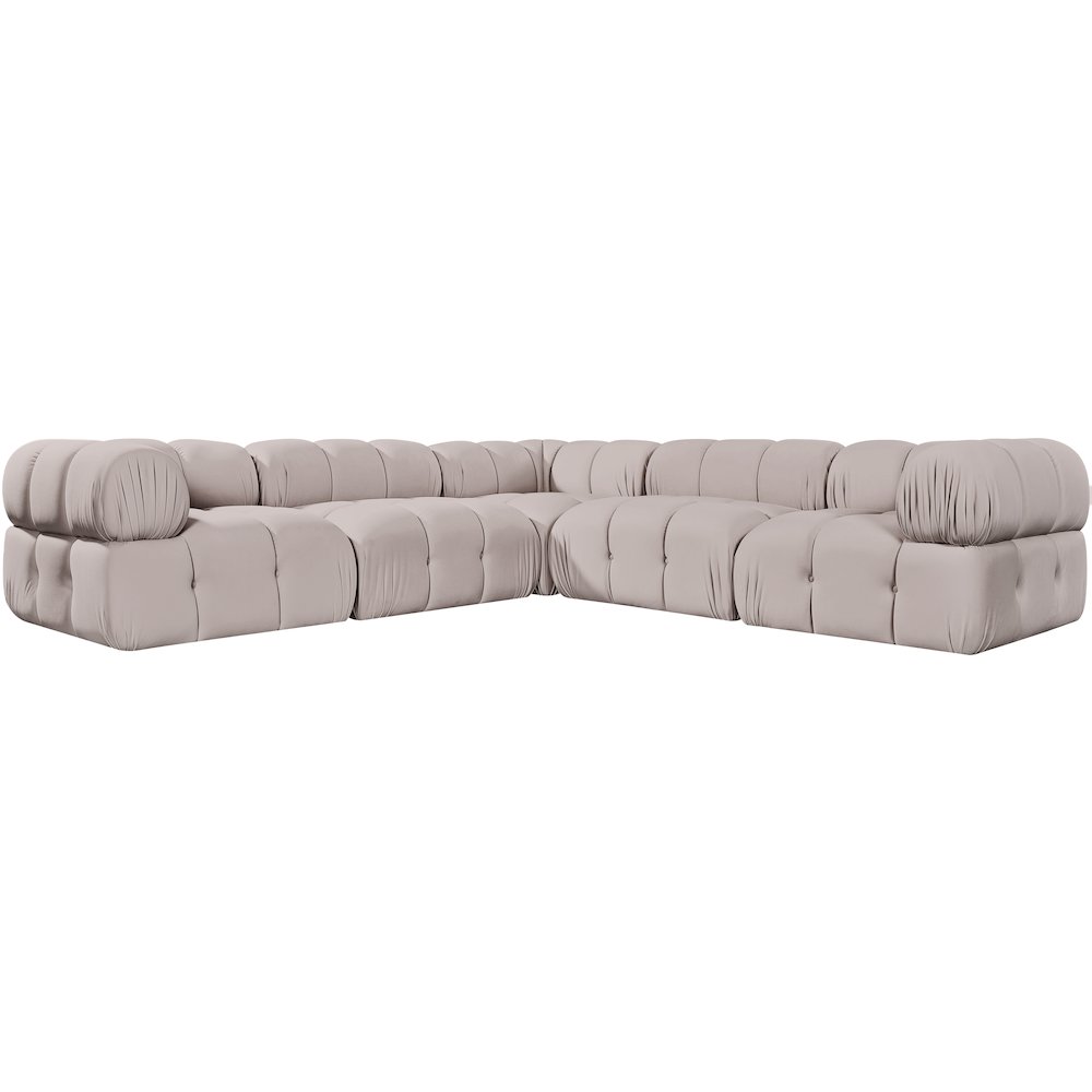 Orin Beige Velvet Performance Fabric Upholstered 5 pc. Sectional