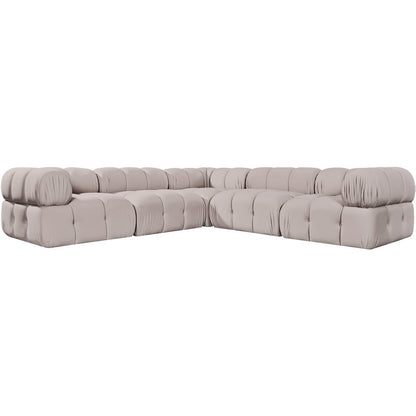 Orin Beige Velvet Performance Fabric Upholstered 5 pc. Sectional