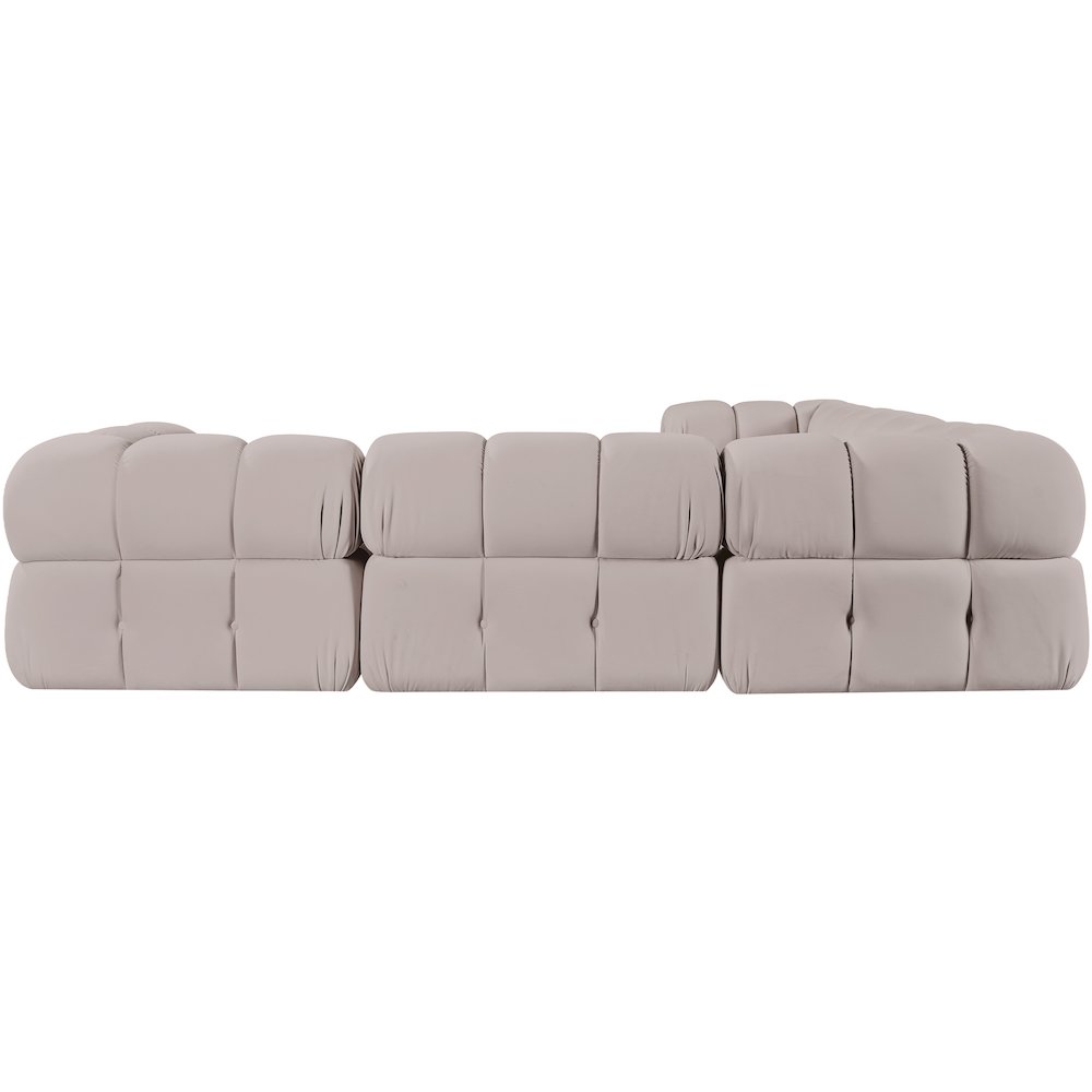 Orin Beige Velvet Performance Fabric Upholstered 5 pc. Sectional