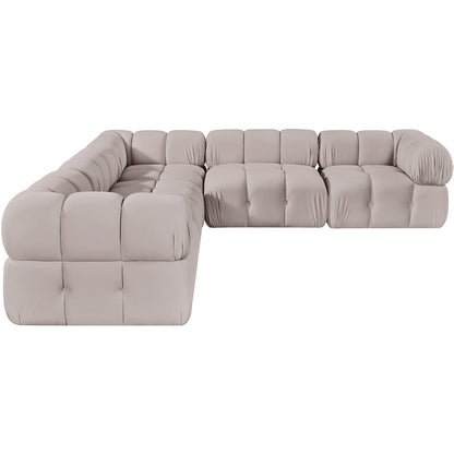 Orin Beige Velvet Performance Fabric Upholstered 5 pc. Sectional