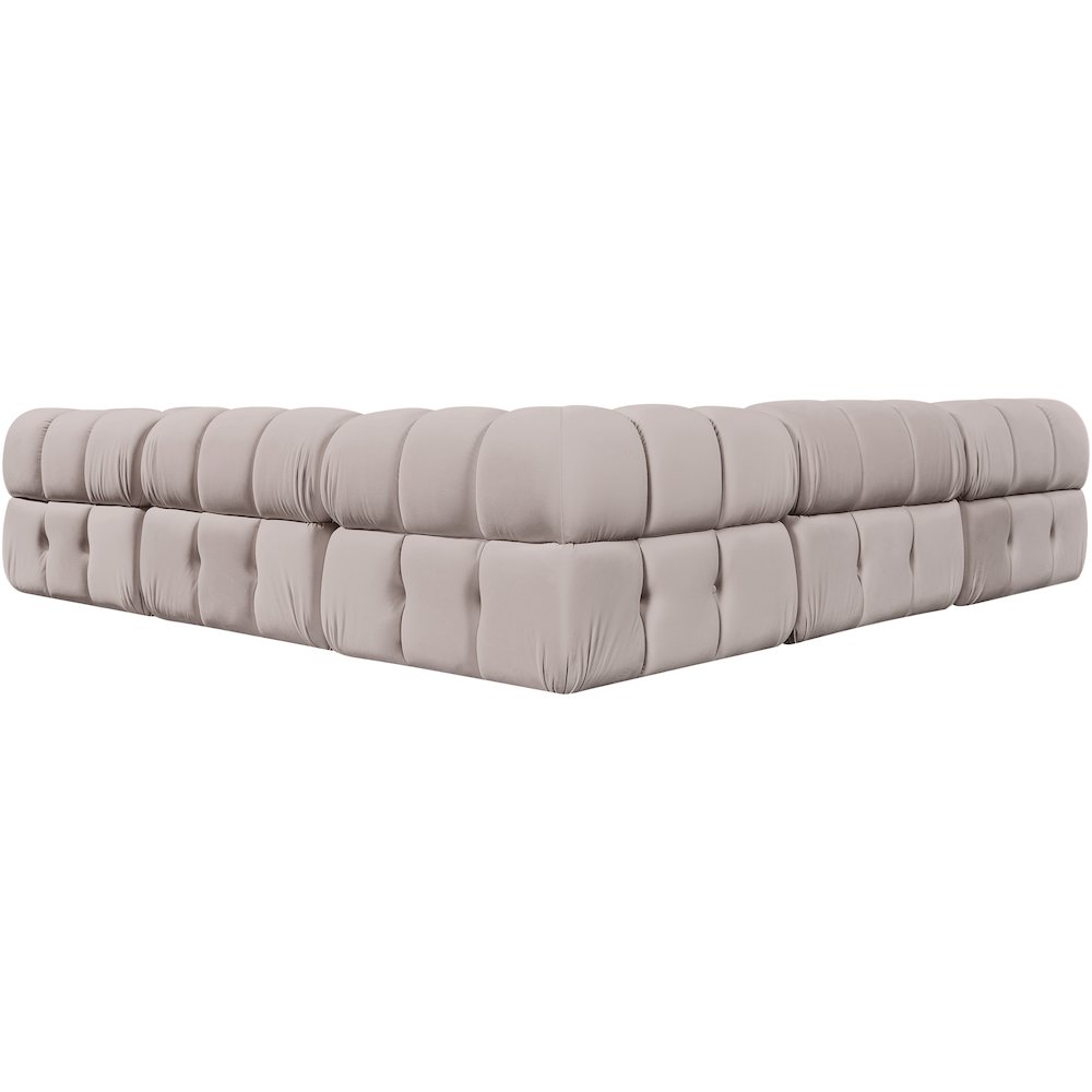 Orin Beige Velvet Performance Fabric Upholstered 5 pc. Sectional