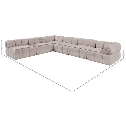 Orin Beige Velvet Performance Fabric Upholstered 6 pc. Sectional