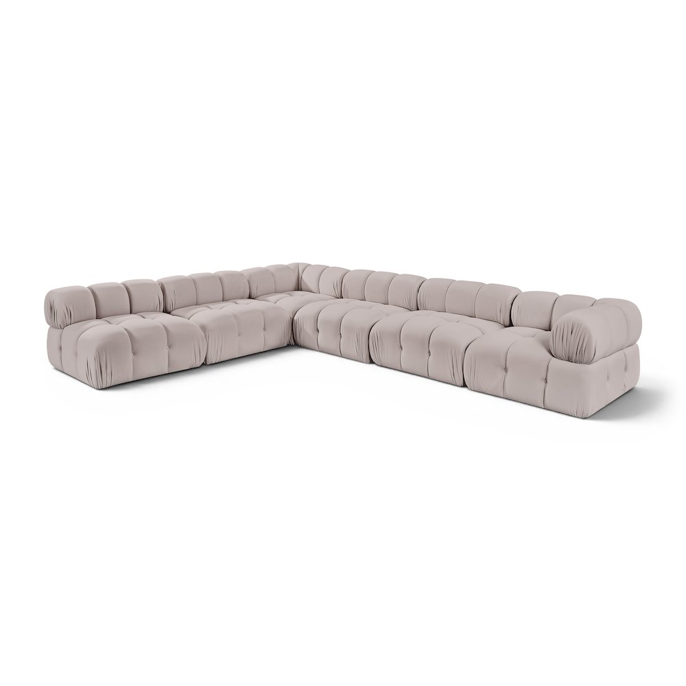 Orin Beige Velvet Performance Fabric Upholstered 6 pc. Sectional