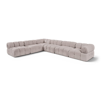 Orin Beige Velvet Performance Fabric Upholstered 6 pc. Sectional