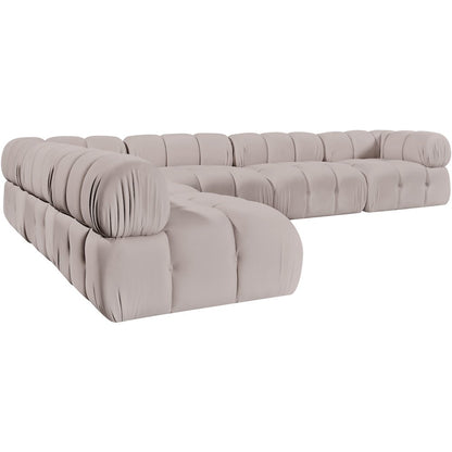 Orin Beige Velvet Performance Fabric Upholstered 6 pc. Sectional